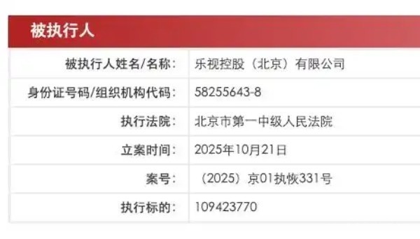 贾跃亭持股乐视公司被恢复执行1.09亿元 合计超14亿元